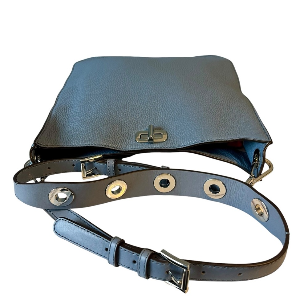 Michael Kors Sullivan Pebbled Leather Crossbody Messenger Bag Slate Blue 11" W - Picture 9 of 13